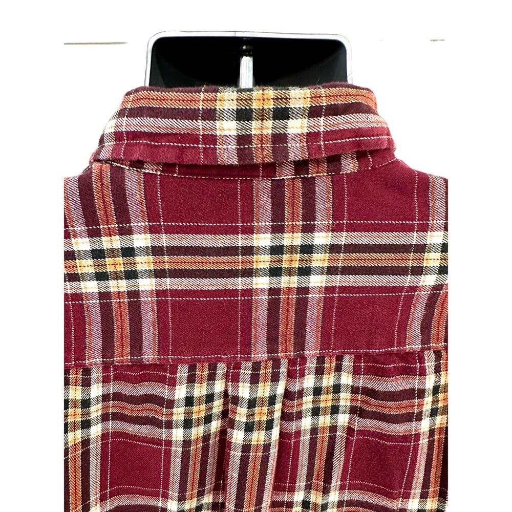 Magellan Sportswear Men’s XL Burgundy Plaid Flannel Long Sleeve Shirt - Picture 4 of 10